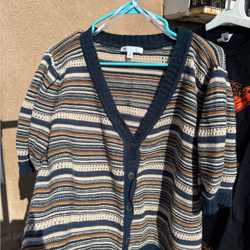 DR2 Navy and Cream Striped Button Down Shirt